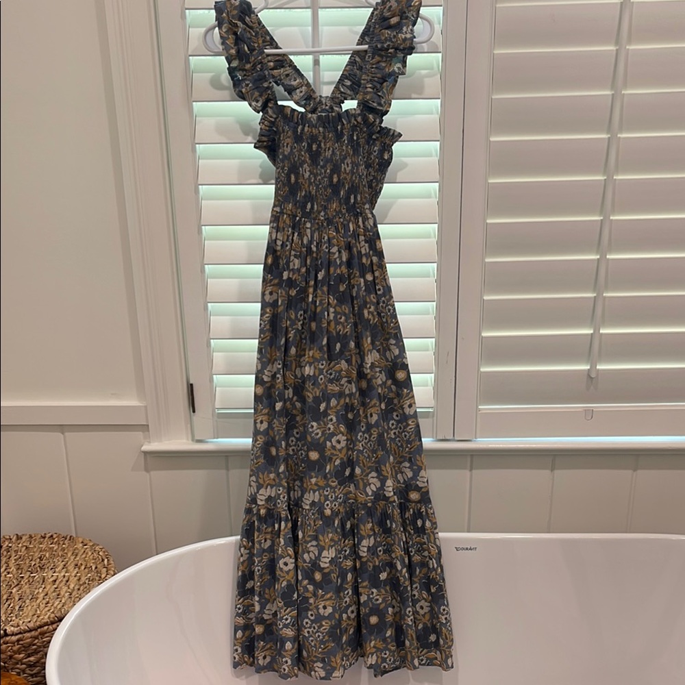 Floral Ruffle Strap Maxi Dress - Blue Floral